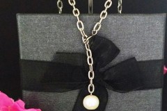 Edelstahl Kette mit  echter Süßwasser Perle